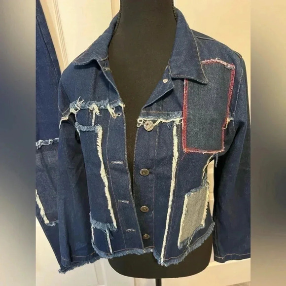 Vintage | Connection Jeans  | 2-Pc Frayed Denim Jacket and Pants | Size M [86] - Picture 4 of 16